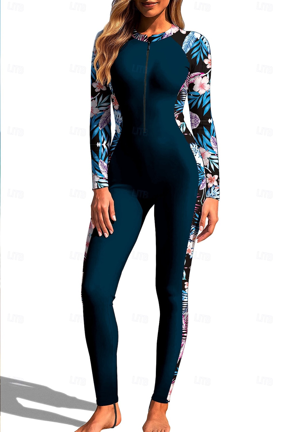 Dam Rash-guards Helkroppsutslagskydd Surfdräkt i ett stycke Blommig Tropisk Dragkedja med inbyggd BH Dragkedja fram UV Solskydd Fullständig Täckning UPF50+ Långärmad Heltäckande Badkläder Kroppsdräkt 2026 - $49.99 –P6