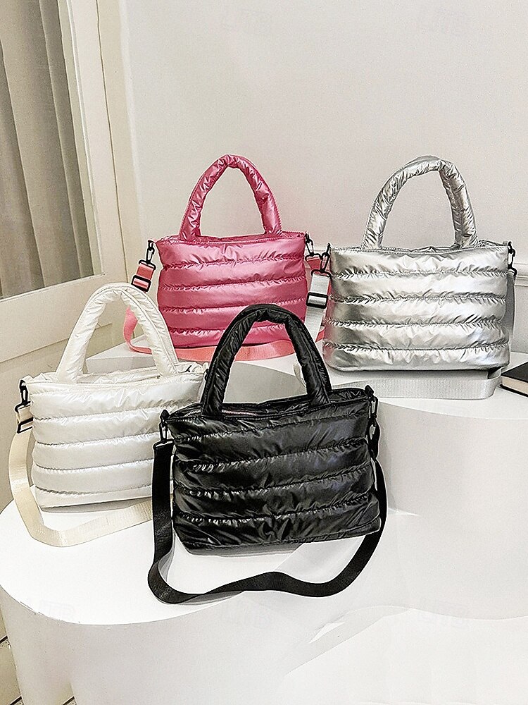 női könnyű, steppelt, puffos, keresztpántos táska - többszínű, vízálló, párnázott kézitáska mindennapi ingázáshoz 2026 - $14.99 –P4