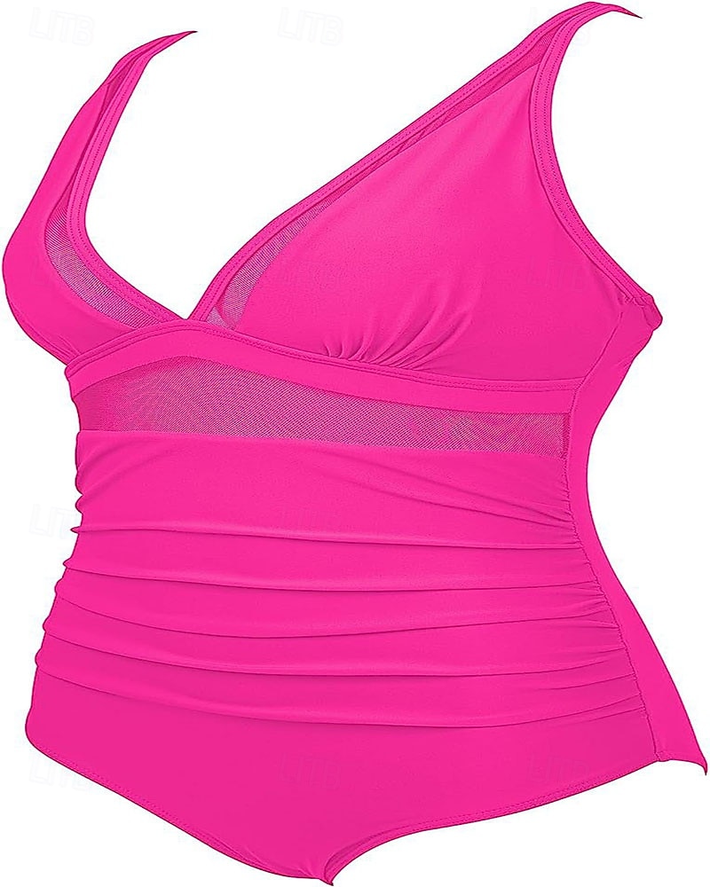 Γυναικεία Μαγιό Ενα κομμάτι Μπικίνι Σορτσάκια Μαγιό Δίχτυ Εξώπλατο Διακοπές Ρούχα παραλίας Συμπαγές Χρώμα Λαιμόκοψη V Αμάνικο Μαγιό 2026 - $8.49 –P11