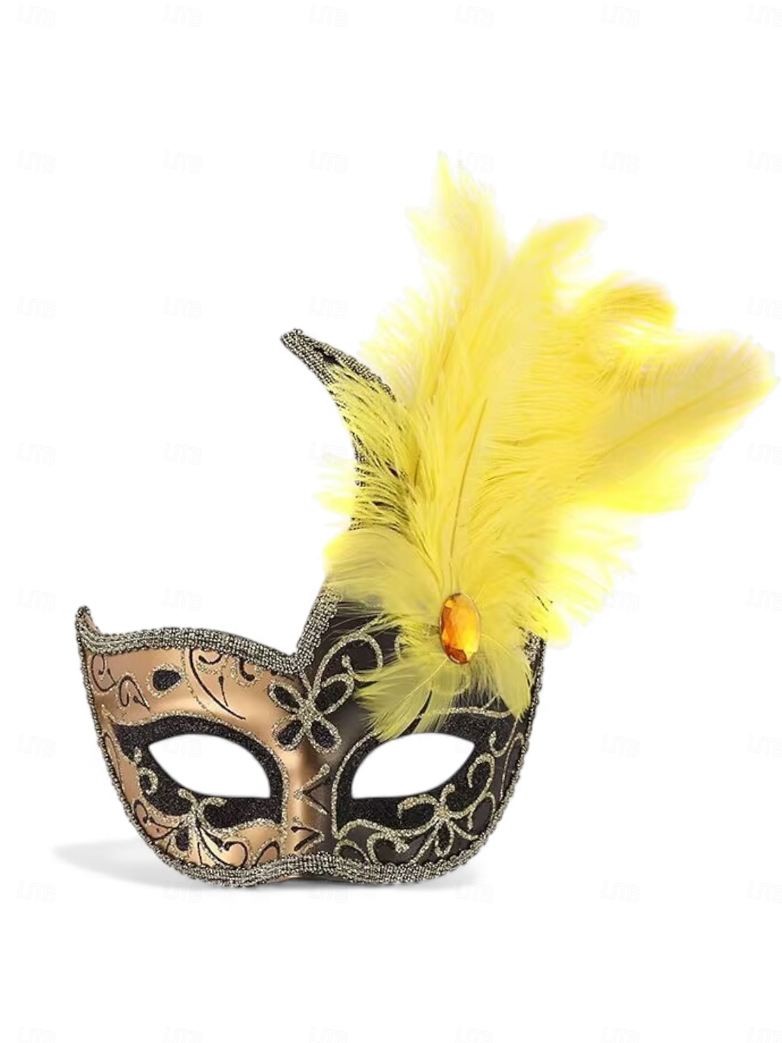 Women's Purple Feather Masquerade Mardi Gras Mask - Glitter Venetian Half-Mardi Gras Mask with Gold Trim for Carnival, Costume Balls & Glamorous Party Events 2026 - $24.99 –P5