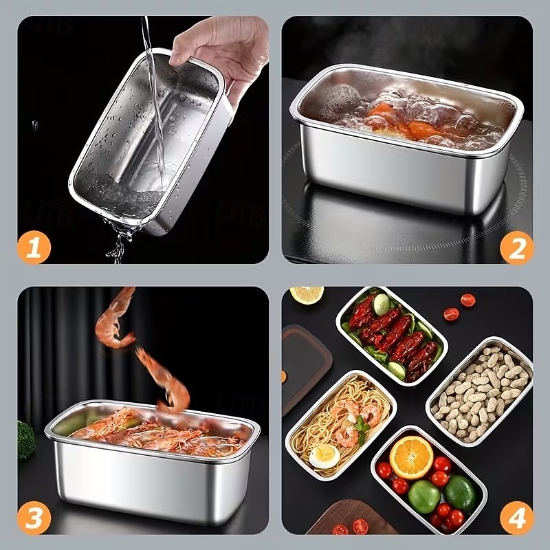 6-delade 50.72oz rostfria matförvaringsbehållare, lunchlådor för kylskåp och frys, hållbart köksförvaringsset 2026 - $35.99 –P1