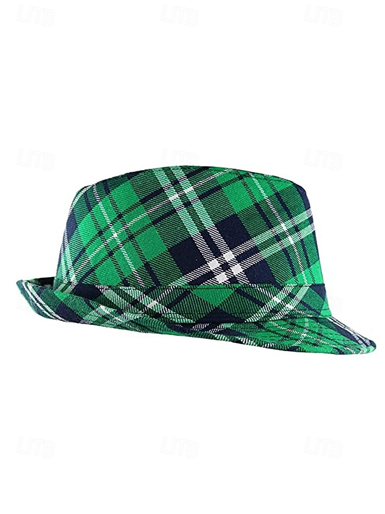 Conjunto de accesorios para disfraz de San Patricio para hombre: sombrero, pajarita y tirantes a cuadros verdes, poliéster con múltiples estampados, ideal para desfiles y fiestas irlandesas. 2026 - $24.99 –P5