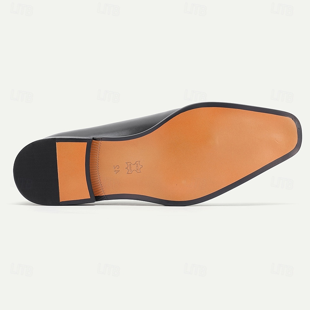 Svarte herresko med krokodillemønster og munkreim – premium skinn med stilig spennedesign, perfekt for bryllup, formelle arrangementer og kontorantrekk 2026 - $99.99 –P6