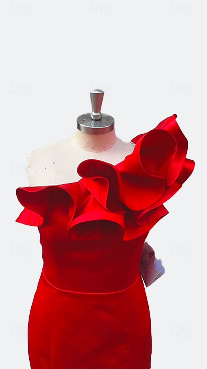 Meerjungfrauenschnitt Bodenlang Abiballkleider Abendkleid Ballkleid Festliche Kleidung Korsetts Sexy Ärmellos Ein-Schulter Formell Hochzeitsgast Taft mit Rüschen Schulterblume 2026 - $172.99 –P7