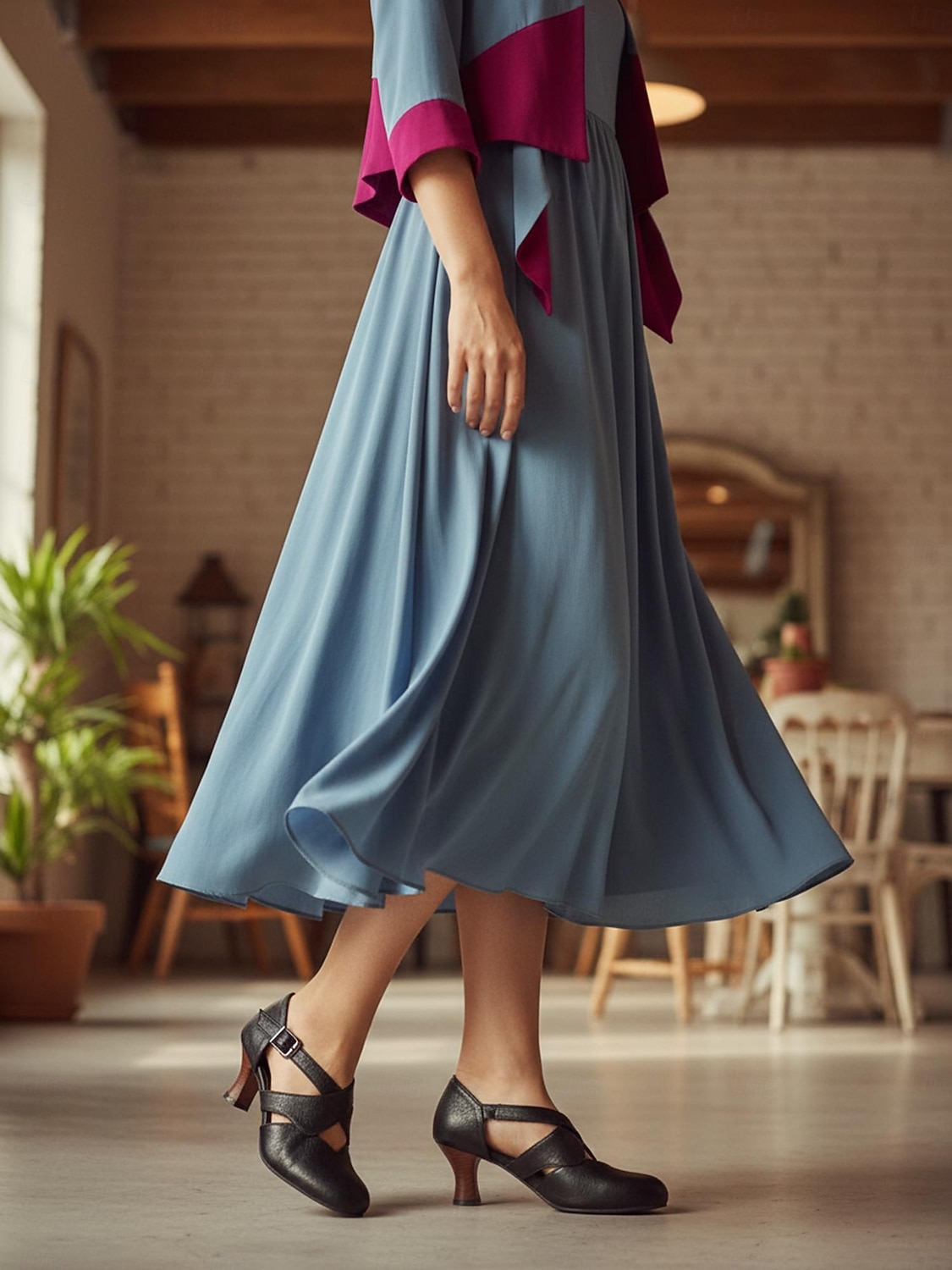 Damesko i burgunderfarget skinn fra 1950-tallet – elegante Mary Jane-hæler med justerbar spenne for formelle arrangementer, fester og hverdagsbruk 2026 - $54.99 –P3