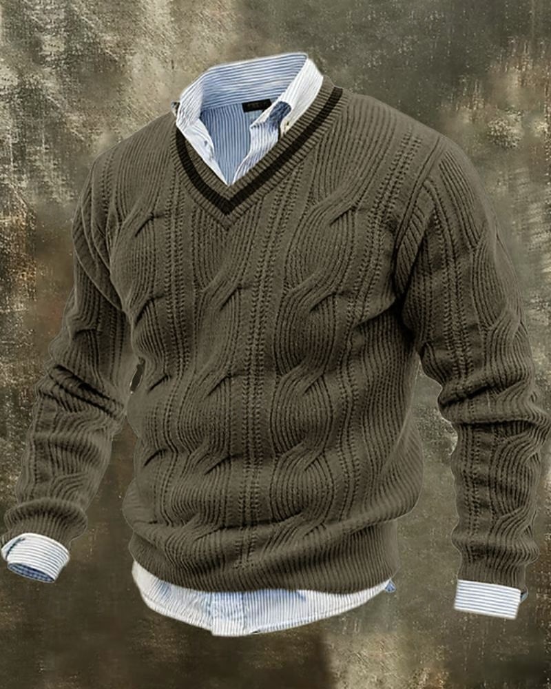 Homens Suéter Pulôver suéter Suéter de malha Estriado Tricotar Tops regulares Tricotado Côr Sólida Decote V Moda Roupa de rua Casual Roupa Diária Roupa Outono Inverno Preto Branco M L XL de 2026 por $37.99 –P6
