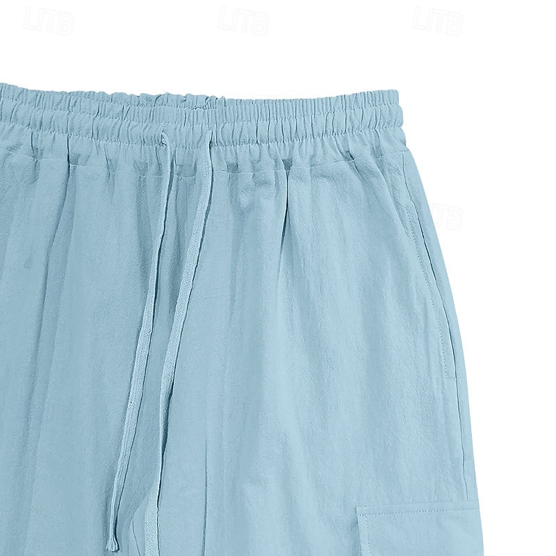 Homens Corredores Calças de linho Calças Calça verão Calças de praia Com Cordão Cintura elástica Bolso com aba Côr Sólida Conforto Respirável Diário Ao ar livre Praia Férias Moda Preto Branco de 2026 por $32.99 –P10
