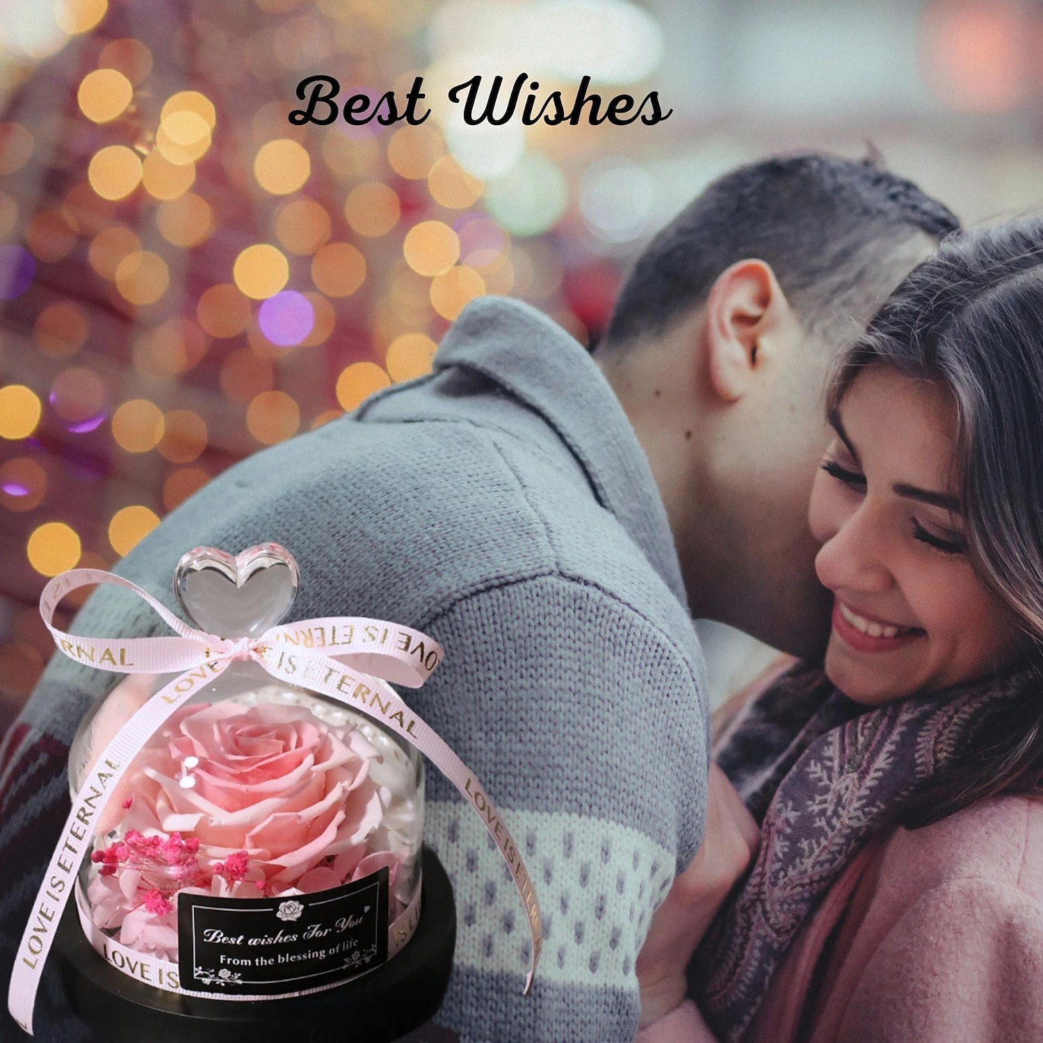 Konzervovaná pravá růže v krásném kreativním designu srdce skleněná kopule růžový dárek pro ni 2026 - $48.99 –P2