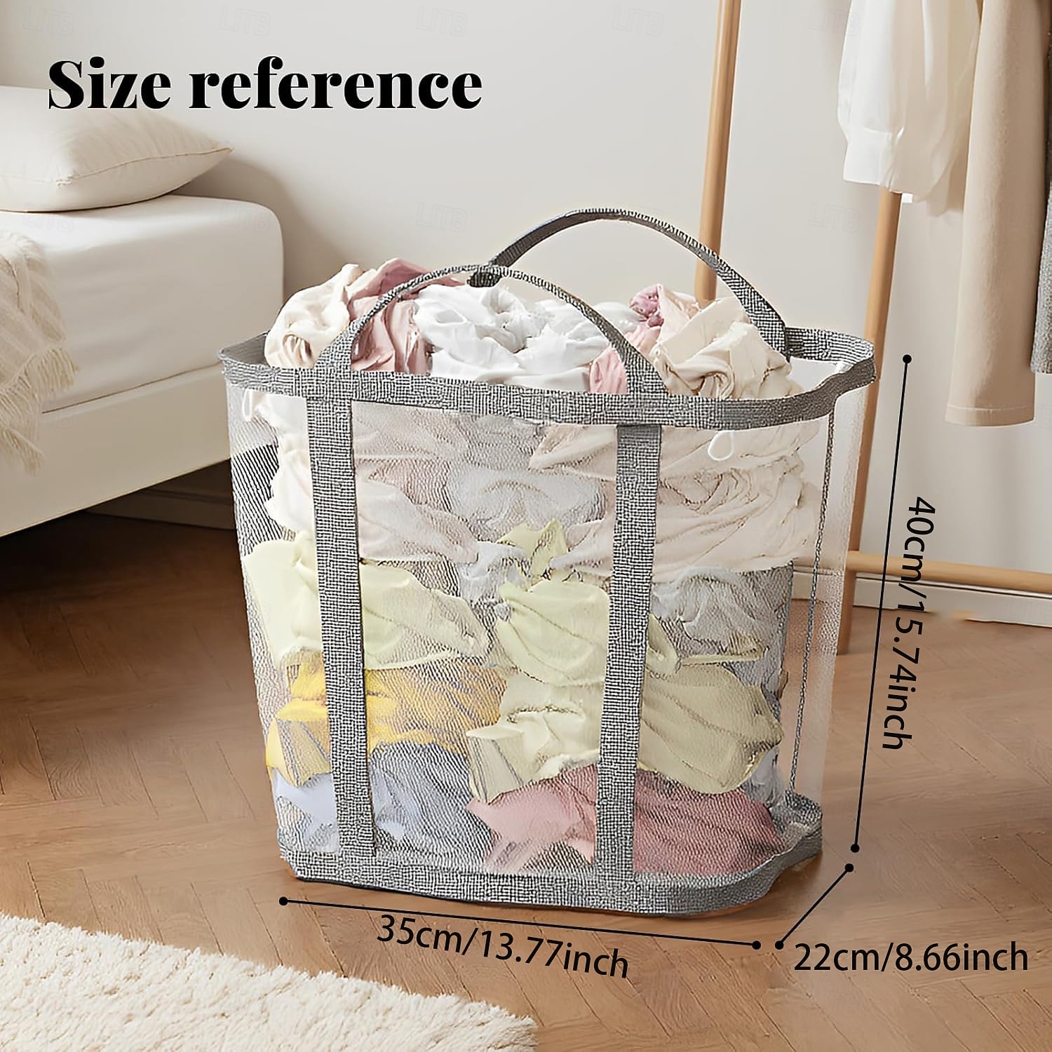 1ks přenosný síťovaný koš na prádlo skládací polyesterový úložný organizér prodyšný látkový váček závěsný organizér na prádlo na špinavé prádlo, hračky a různé předměty vysouvací koš na prádlo 2026 - $16.99 –P1