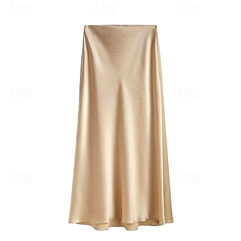 Femmes Élégant Mode Maxi Taille haute Jupes Uni Fendu Micro-Élastique Quotidien Rue Vert pomme Noir Champagne Vert Véronèse Été de 2026 ? $33.99 –P8