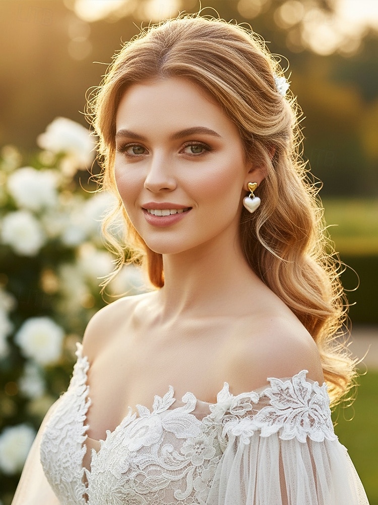 Women's Alloy Heart-Shaped Earrings with Gold Detailing, Perfect for Valentine's Day and Weddings 2026 - $9.99 –P1