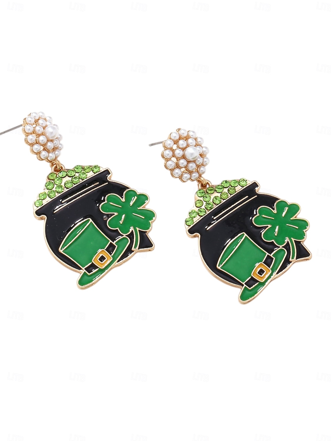 Γυναικεία σκουλαρίκια με πράσινο κρύσταλλο για την ημέρα του Αγίου Πατρικίου – τριφύλλι &Σχέδιο καπέλου ξωτικά, ιδανικό για το ιρλανδικό φεστιβάλ &εορτασμοί για την ημέρα του Αγίου Πατρικίου 2026 - $11.99 –P3