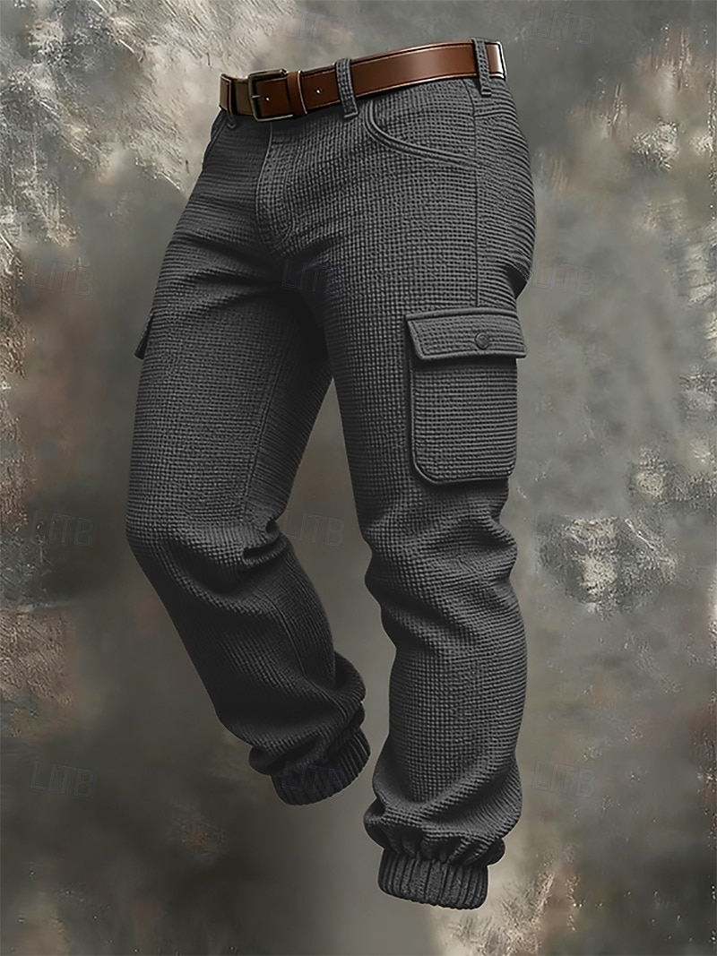 Herre Militærbukser Bukser Vaffelbukser Knapper Multi lomme عادي Anvendelig Daglig utendørs Camping & Vandring Mote Klassisk Svart Himmelblå 2026 - $25.99 –P3