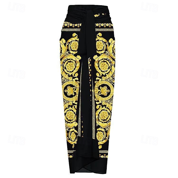 الملابس السباحة النسائية بدلة قطعة واحدة بوهيمية نمط النمر تنورة تحكم في البطن خصر عالي نحيف خلفي للعيد على الشاطئ مزخرفة برسومات زهرية بياقة هالتر بدون أكمام 2026 - $45.99 –P7