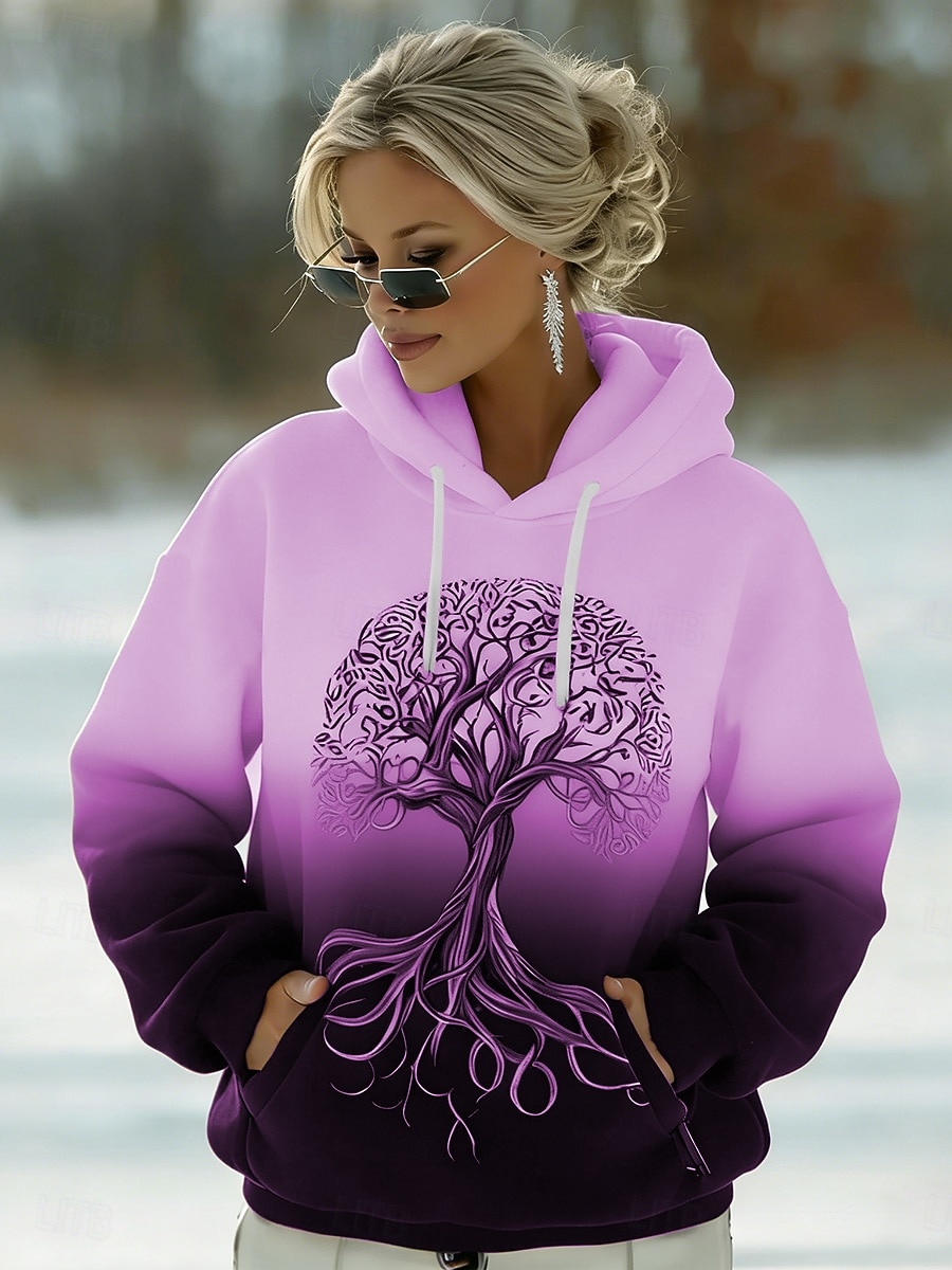 Per donna Felpa con cappuccio Grafico Geometrico Casual Manica Lunga Con Cappuccio Top Regolari Casuale Streetwear Abbigliamento Quotidiano Blu Nero Bianco Viola Verde Primavera Inverno del 2026 a $32.99 –P3