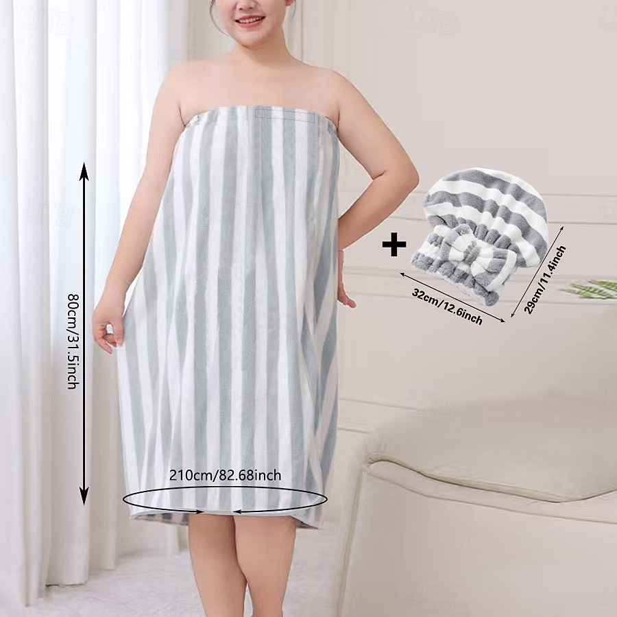 Set rochie fără bretele cu imprimeu floral și căciulă de baie pentru femei, prosop de baie moale și absorbant, halat de baie de vară și cască pentru uscarea părului, articole esențiale confortabile 2026 - $26.69 –P2