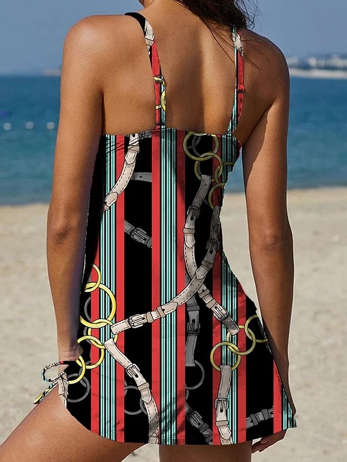 Mujer Bañadores Tankini Falda Traje de baño Elegante Vacaciones Floral Graphic Escote en Pico Sin Mangas Trajes de baño 2026 - $36.99 –P6