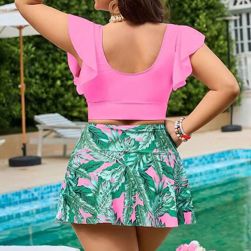 Mujer Vestidos de Playa 2 Piezas Trajes de baño Tropical Utra ligero (UL) Control de barriga Elástico Manga Corta Bañadores Surf Submarinismo Verano 2026 - $23.99 –P16