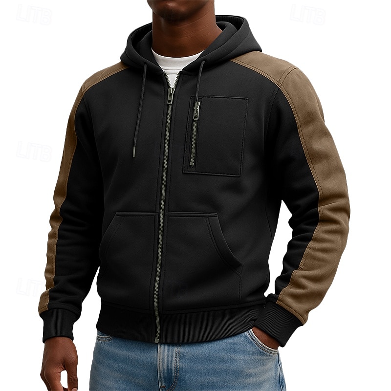 Herren Kapuzensweatshirt Vollreißverschluss-Kapuzensweatshirt Taktischer Kapuzensweatshirt Schwarz Marineblau Mit Kapuze Einfach Reißverschluss Farbblock Lässig Täglich Sport & Outdoor Cool 2026 - $24.99 –P2