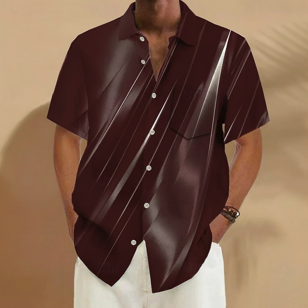 Bărbați Geometric Gradiant Artă abstractă Cămașă Cămașă de vară Camașă cu nasturi Manșon scurt Moda Casual În aer liber Vacanță Zilnice Vară Primăvară Răsfrânt Imprimare 3D cămăși cu guler Un buzunar 2026 - $25.99 –P2