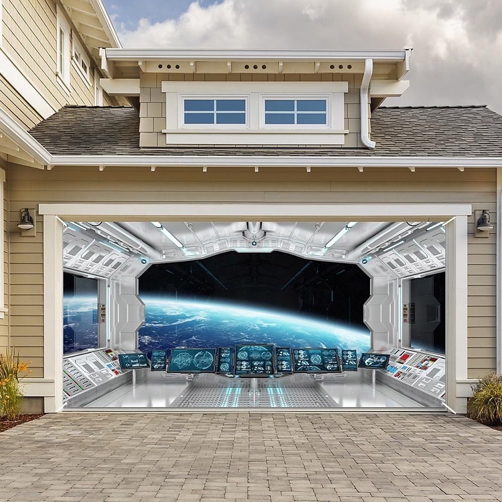 Garageportkåpa Stor hängande Universum Modern 3D Fest Utomhus Bakgrundsfotografering Ytterdörr Heminredning 2026 - $29.99 –P2