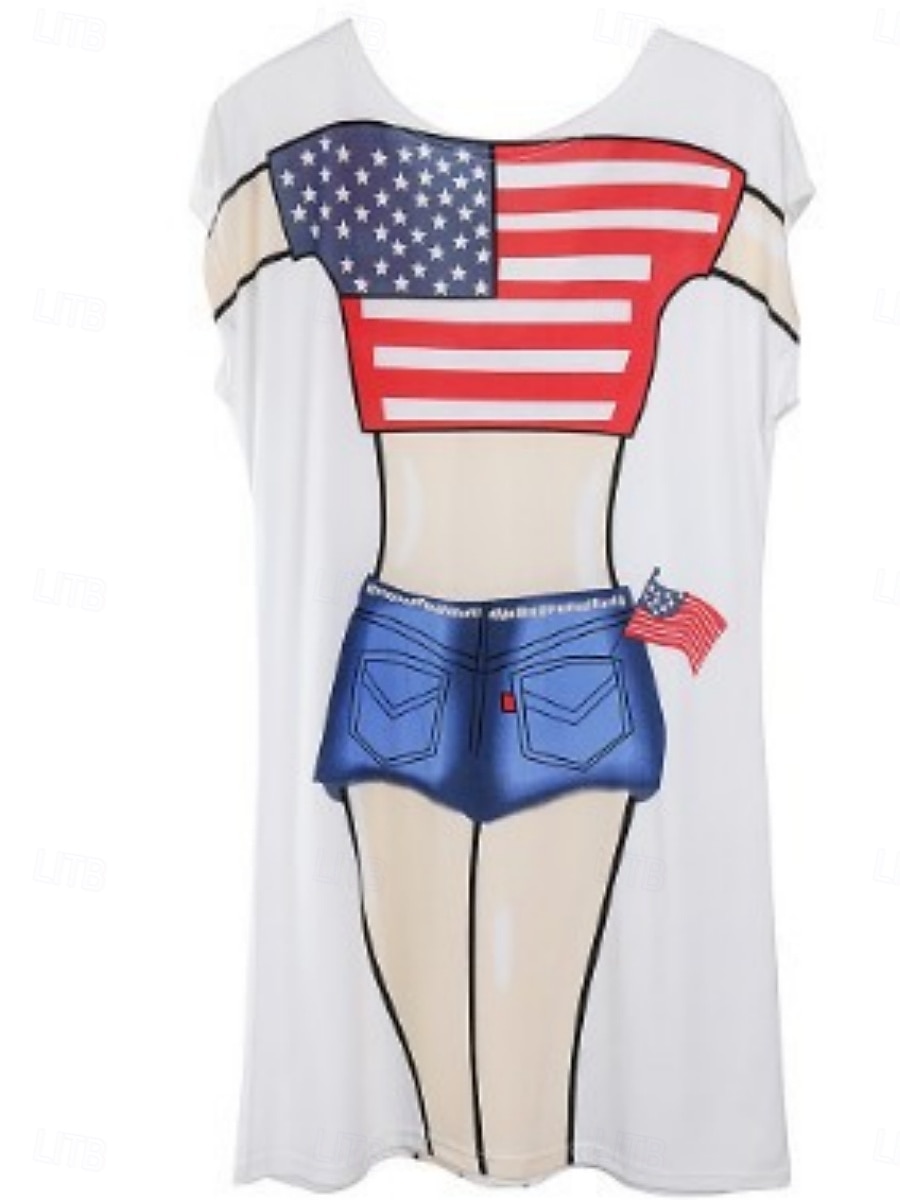 Kvinnors Baddräktsklänning Semester Strandkläder Grafisk Flagga Rund Hals Lång Ärmar Baddräkter 2026 - $22.99 –P3