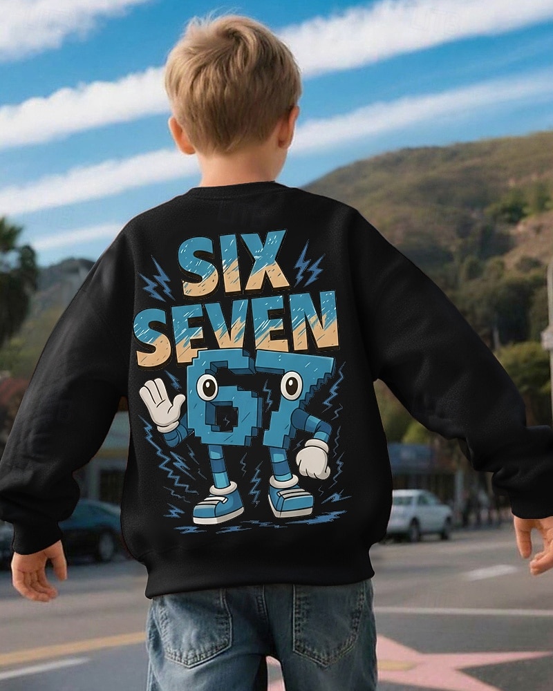 Unisex Boys' 3D Graphic Funny Slang 67 Sweatshirt Pullover Long Sleeve 3D Print Spring Fall Active Fashion Streetwear Kids 4-12 Years Crew Neck Casual Daily Outdoor Regular Fit 2026 - $18.49 –P1