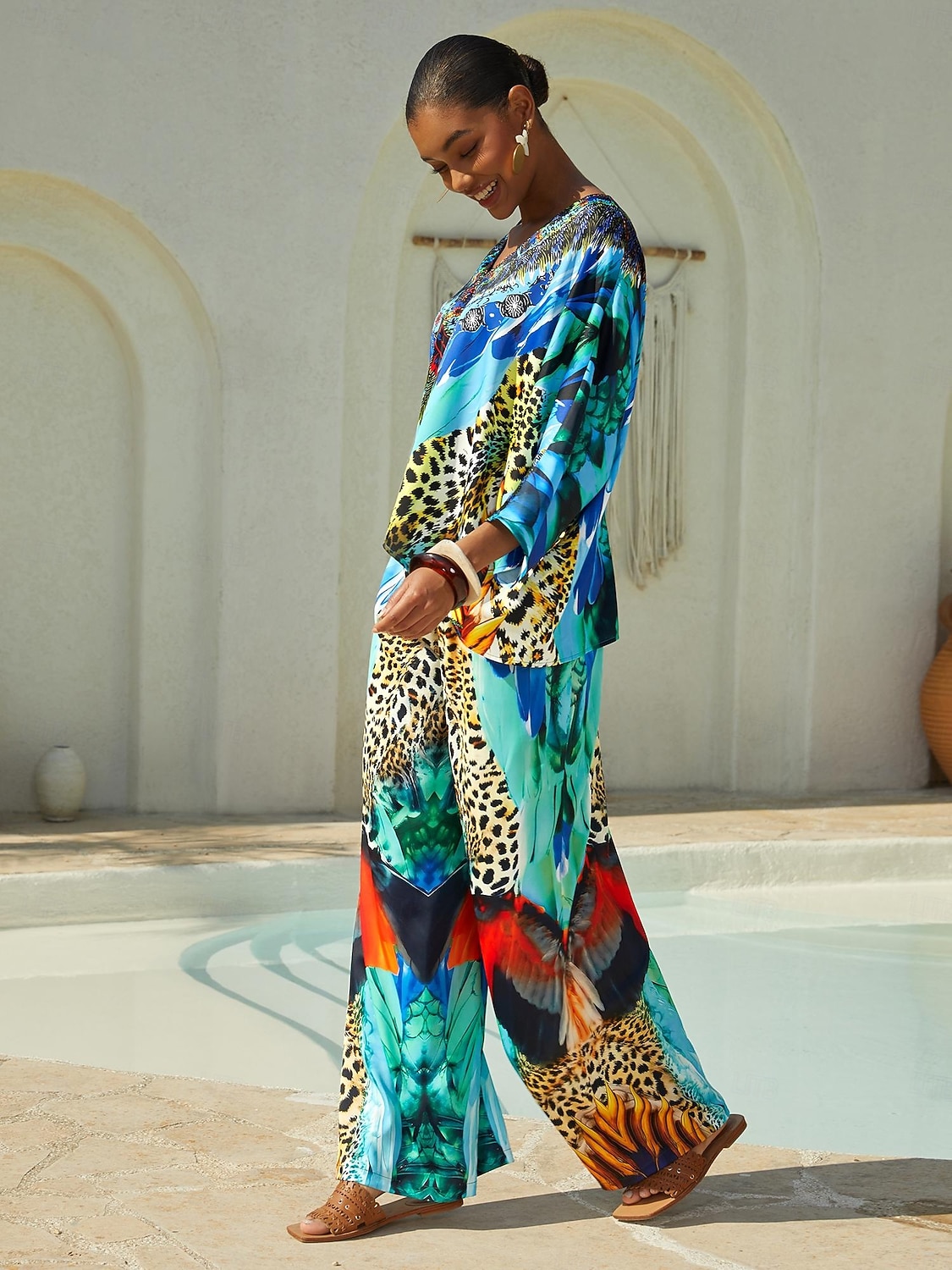 hedvábný saténový top s leopardím vzorem v džungli 2026 - Kč1558 –P3