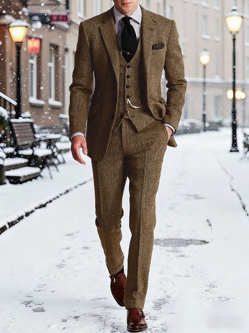 Per uomo Blazer+Gilet+Pantaloni eleganti Blazer Affari Lavoro Matrimonio Moda Streetwear Autunno Inverno Tergal Tinta unica 3 pezzi Monopetto Giacca Nero Champagne Rosa Borgogna del 2026 a $119.99 –P1