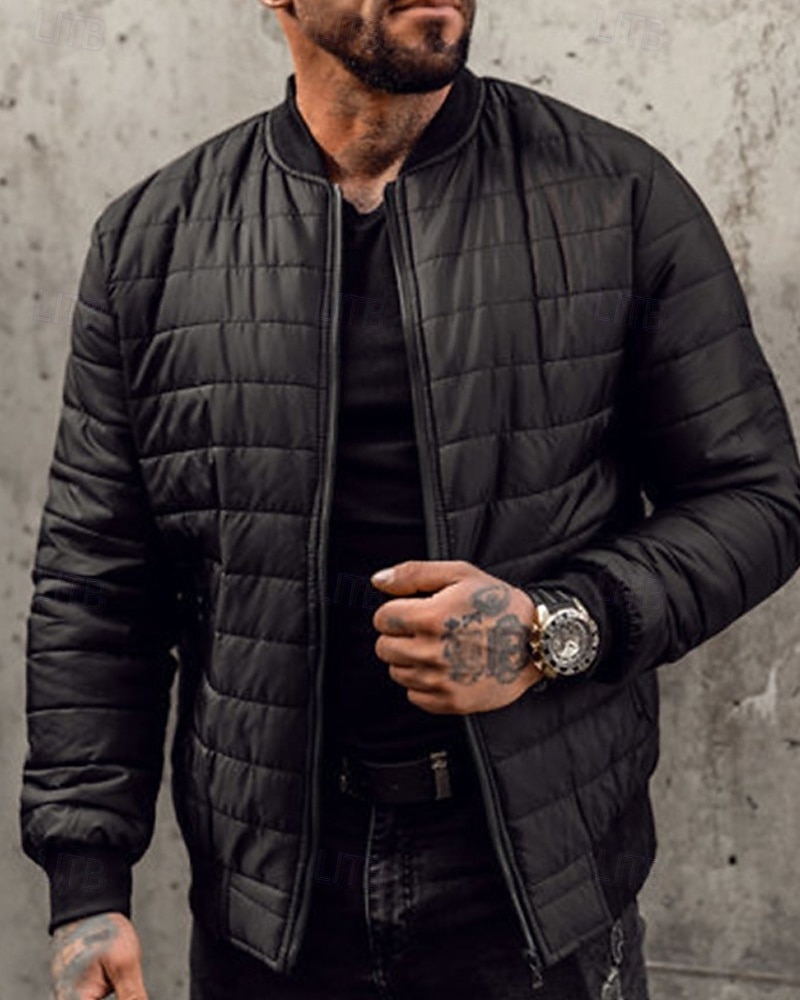 Per uomo Cappotto Invernale Giacca imbottita Tasca Poliestere Vacanza Abbigliamento quotidiano Data Regolare Moda Casual Confortevole Calore Termico Autunno & Inverno Colore Solido / Tinta Unita Nero del 2026 a $30.99 –P5