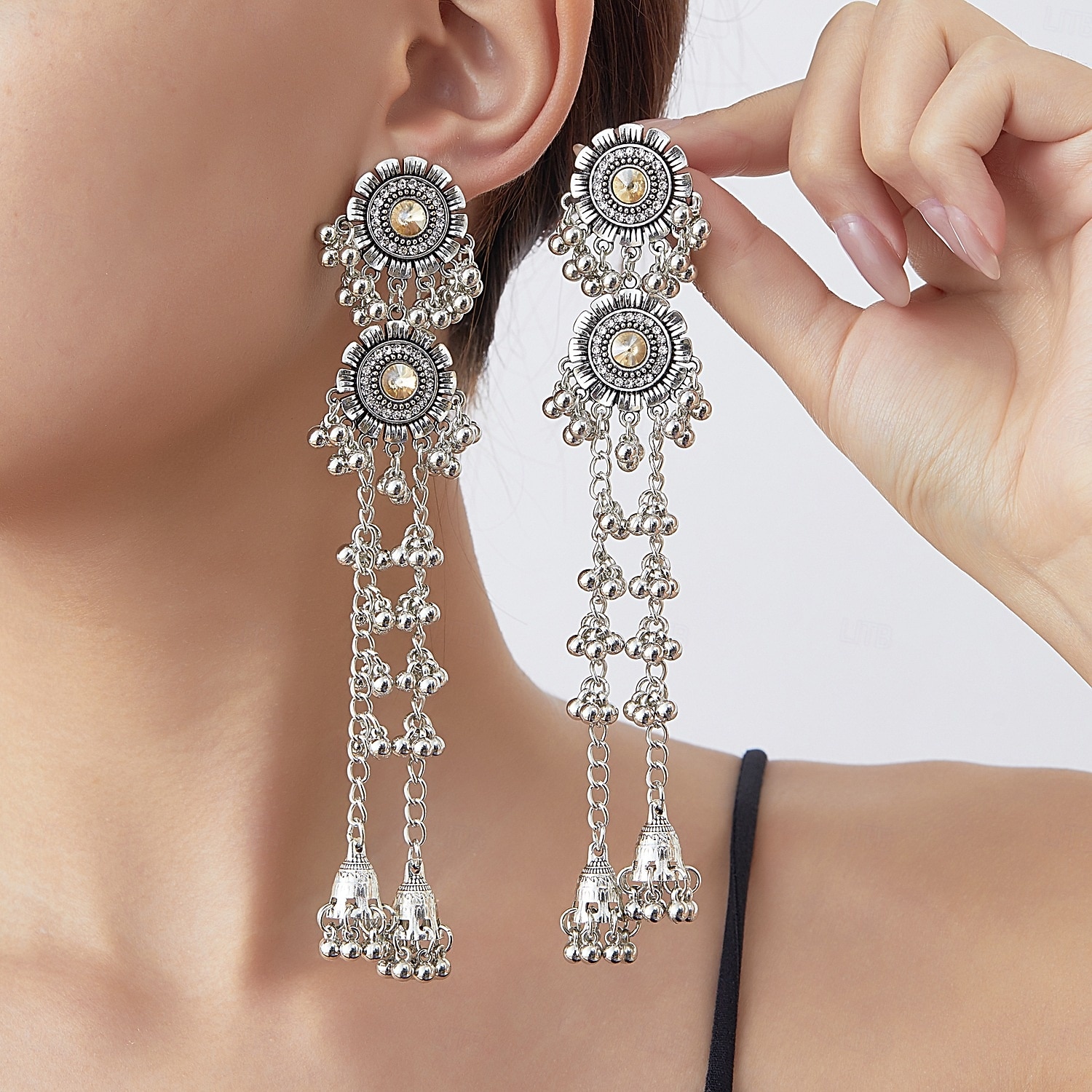 Жен. Серьги-слезки Черный Белый Цвет шампанского Сплав Богемия Винтаж 2026 - $11.99 –P1