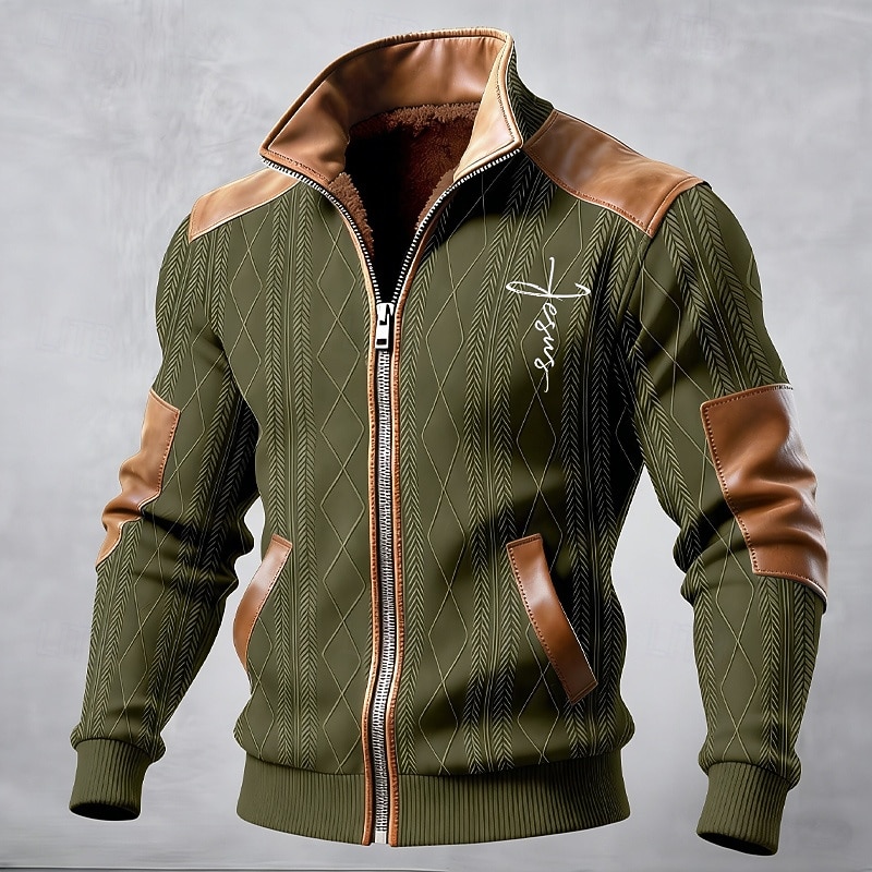 Homens Casaco de inverno Casaco de lã Jaqueta casual Diário Ao ar livre Térmico / Quente Jacquard Bolsos Outono Inverno Bloco de cor Cruz Roupa de rua Diário Colarinho Chinês Padrão Preto Branco de 2026 por $51.99 –P1