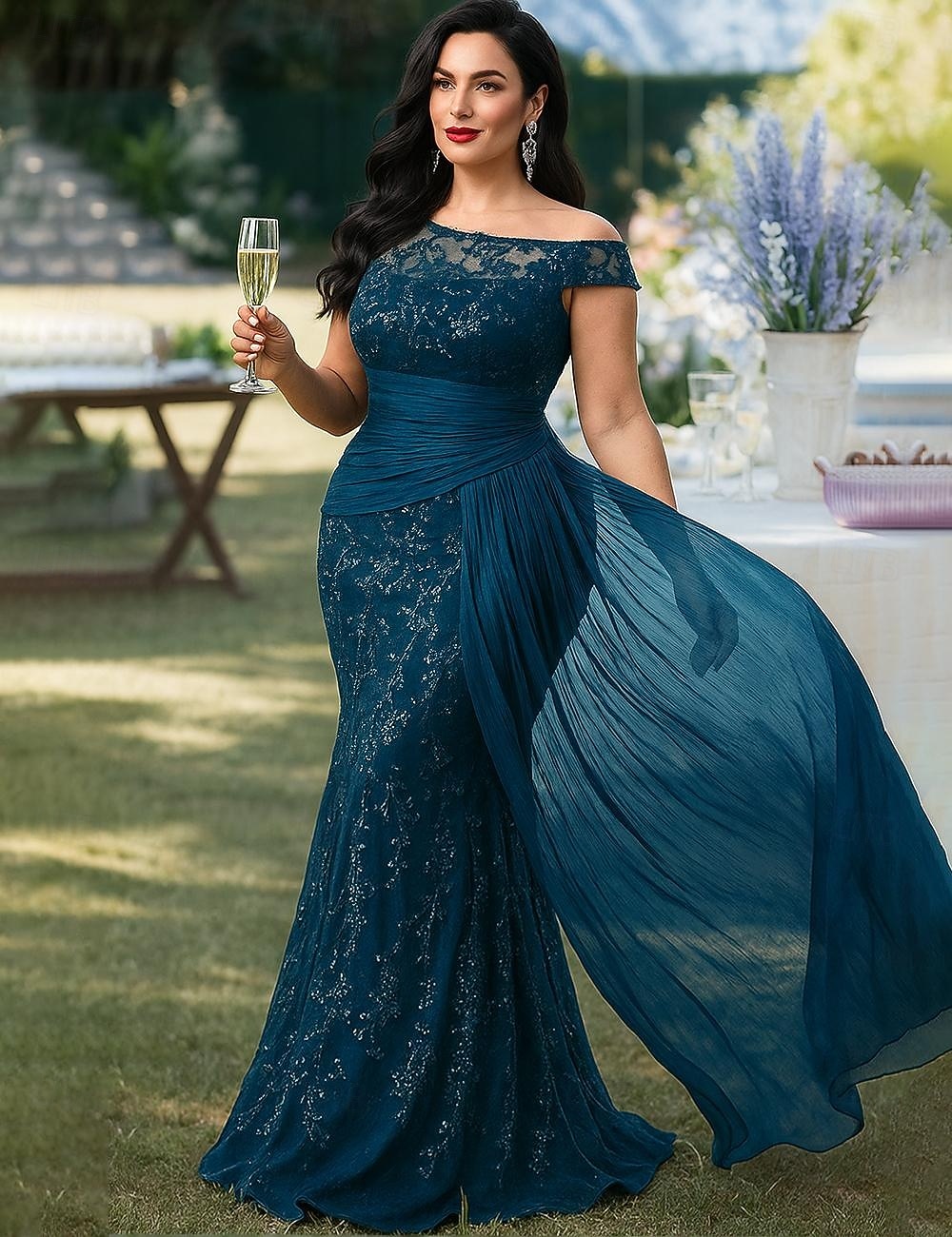 Schlauchkleid Bodenlang Abschlussballkleid Perlenbestickt Partykleid Brautmutterkleid Kurzarm Rundhalsausschnitt Elegant Vintage luxuriös Formeller Abend Hochzeitsfeier mit Perlenstickerei 2026 - $114.99 –P8