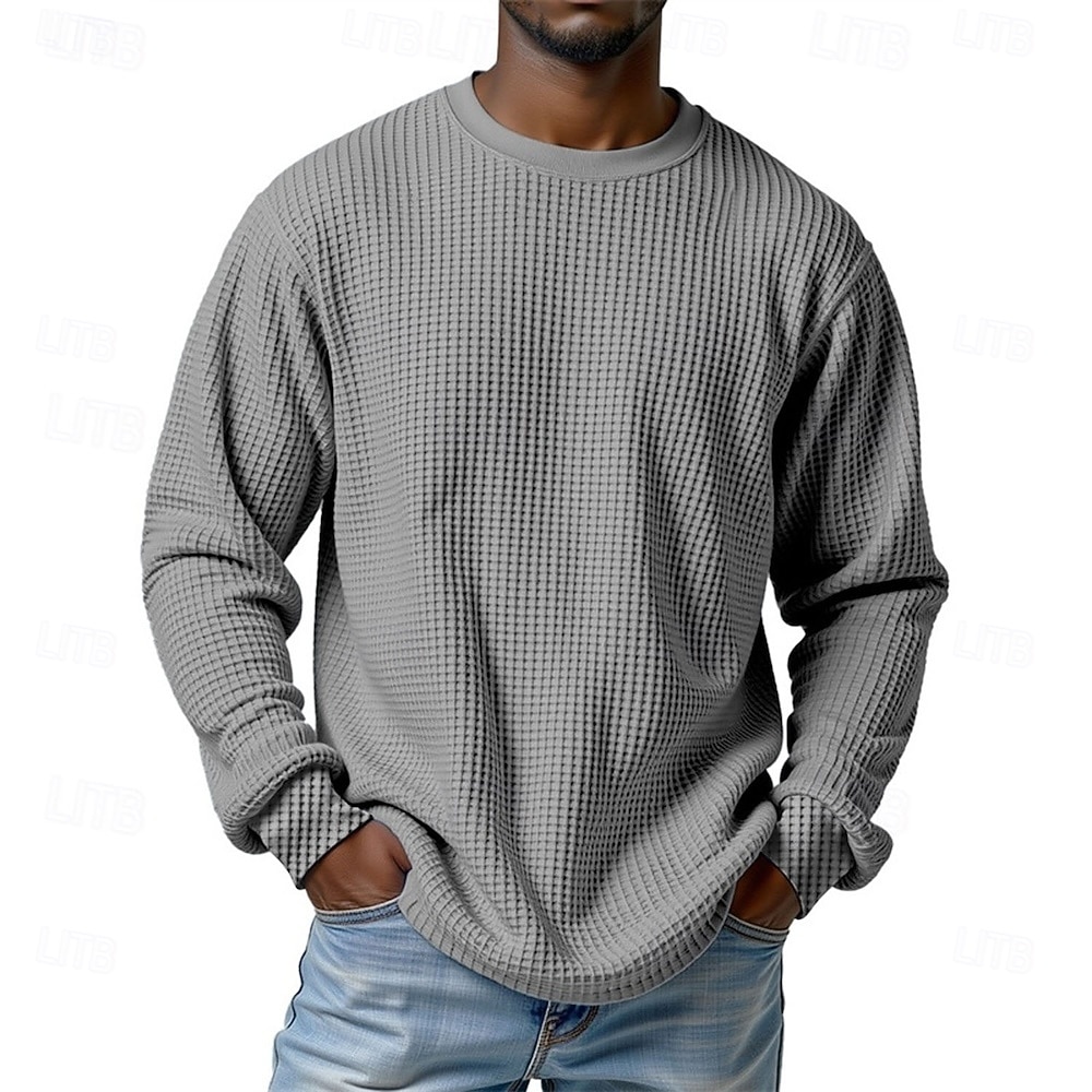 Per uomo Maglietta Waffle Maglietta Camicia a Maniche Lunghe Manica Lunga Girocollo Primavera Autunno Semplice Moda Designer Essenziale Classico Vacanza Streetwear Uscire Nero Bianco Rosso Maglietta del 2026 a $26.99 –P4