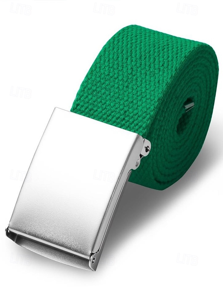 Cintura da uomo in tela, tessuto multicolore con fibbia argentata elegante, perfetta per il giorno di San Patrizio, il carnevale e l'uso quotidiano, regolabile ed elegante del 2026 a $9.99 –P6