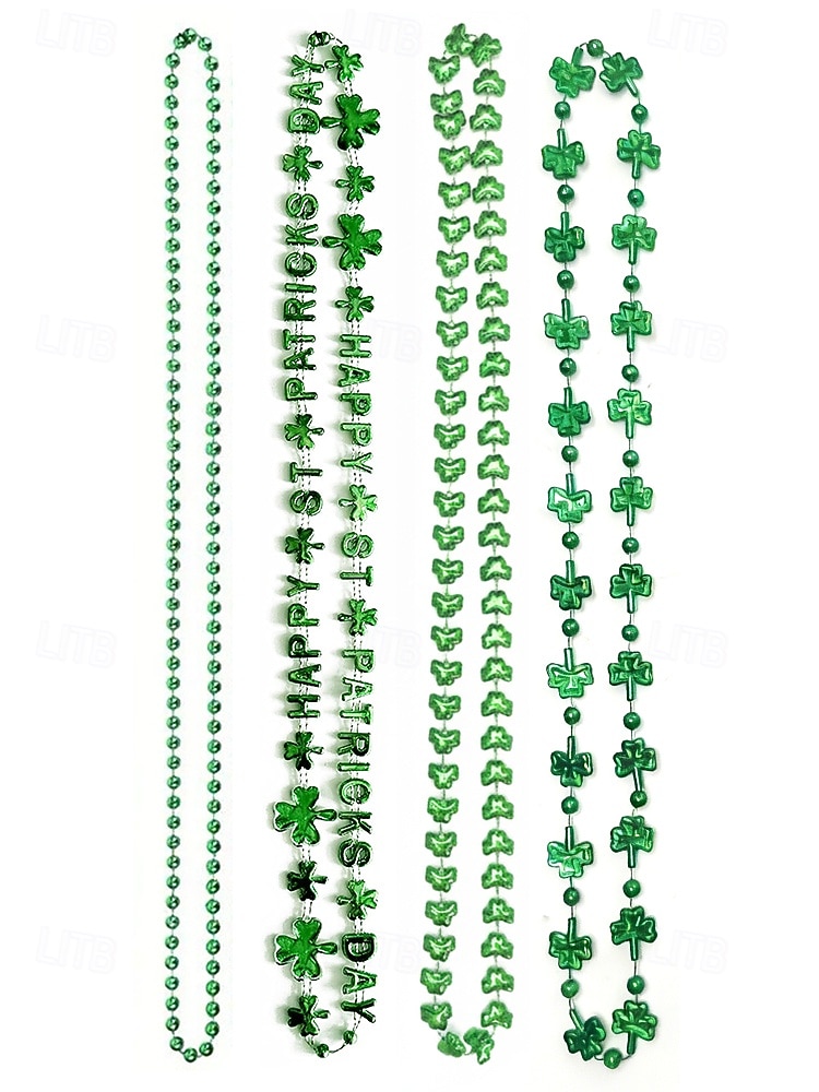 női többrészes Szent Patrik-napi nyaklánckészlet, zöld lóhere gyöngyös réteges nyakláncok, műanyag, többféle stílusú kombinált csomag, ünnepi ír partikellékek nőknek 2026 - $11.99 –P12
