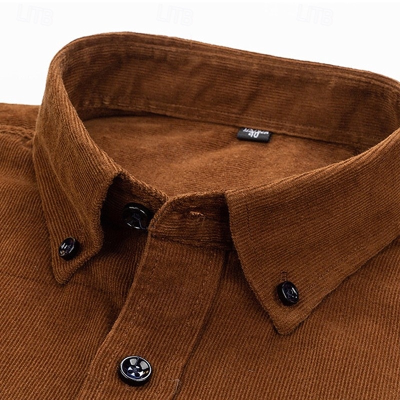 Homens Camisa Social camisa de botão Camiseta de Veludo Camisola Azul Amarelo Vermelho Azul Marinha Verde Manga Longa Tecido Lapela Casual Ao ar livre Bolso frontal Roupa Moda Roupa de rua Casual de 2026 por $31.99 –P2