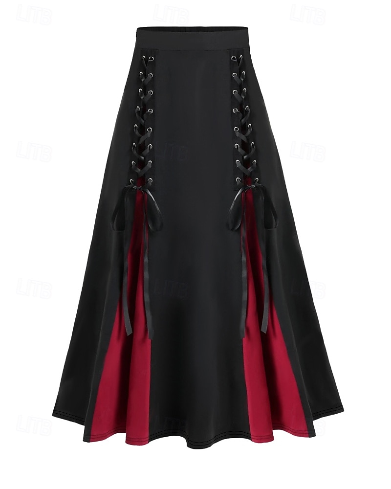Mujer Casual Maxi Tiro Medio Faldas Bloque de color Retazos Rígido Calle Noche Negro Verano 2026 - $37.99 –P1