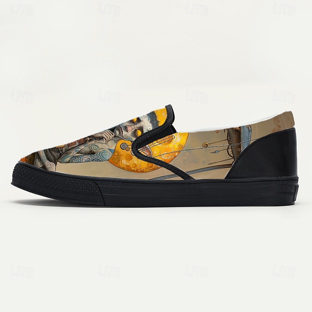 Męskie kreatywne wsuwane buty z nadrukiem ryby obcej Mardi Gras – artystyczny kolorowy design na karnawał i modne festiwale 2026 - $42.99 –P4