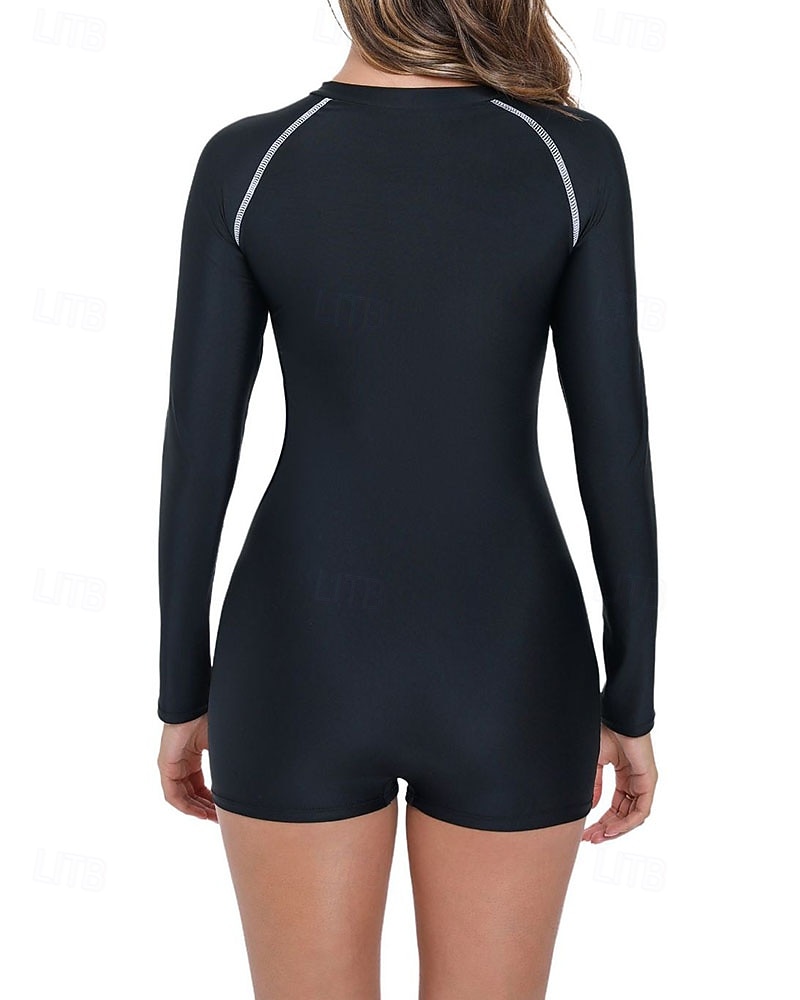 Damen Anti UV Shirt Badeanzug Badeanzüge Patchwork Reißverschluss Ultraleicht (UL) UV Schutz Elastisch Langarm Bademode Surfen Schnorcheln Frühling 2026 - $35.99 –P12