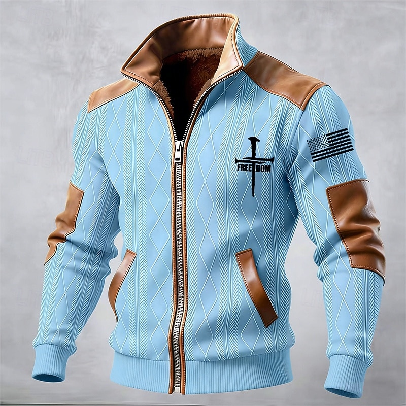 Per uomo Cappotto Invernale Giacca in Pile Giacca Casual Quotidiano All'aperto Calore Termico Jacquard Tasca Autunno Inverno Bandiera Blocco di colori Streetwear Quotidiano Collo alla coreana Regolare del 2026 a $51.99 –P1