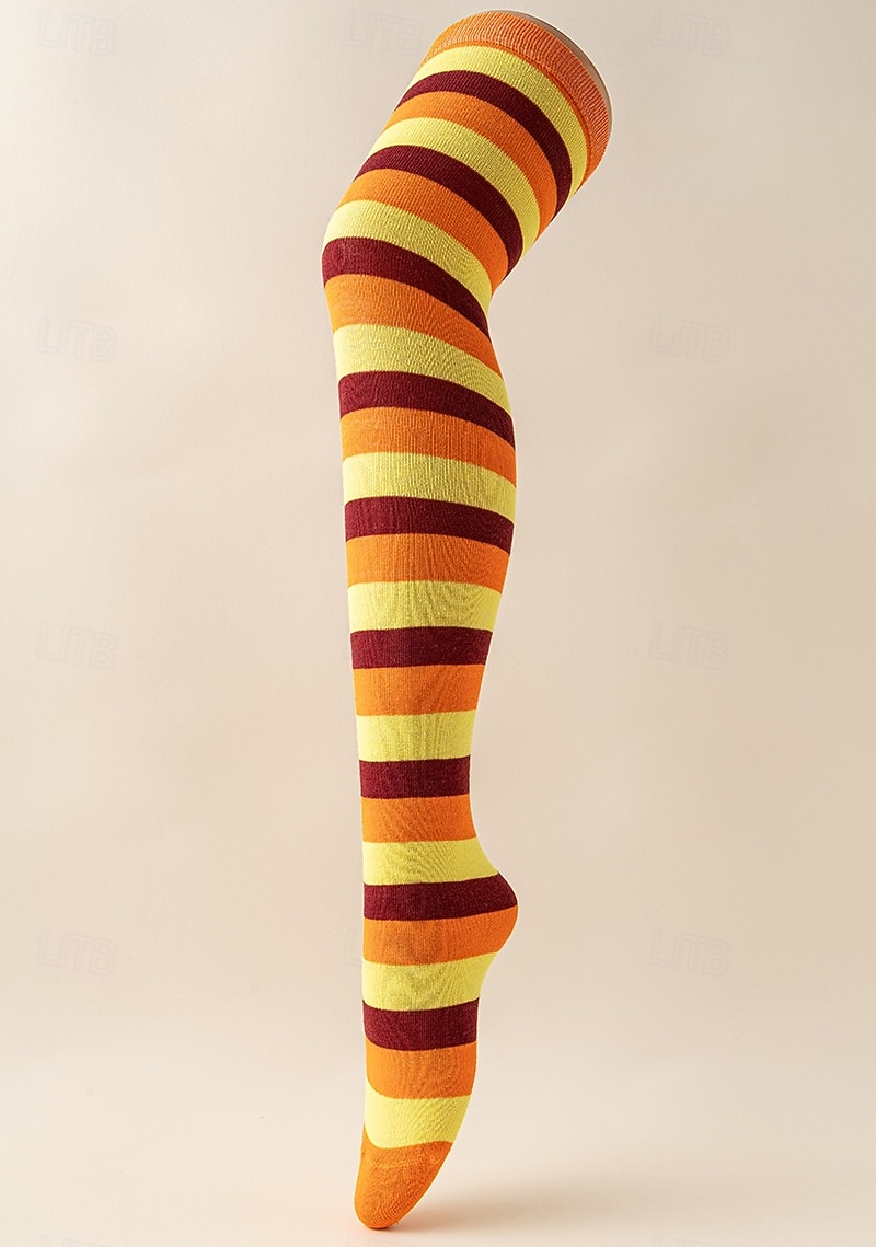 Dámské ponožky ke Dni svatého Patrika (4 ks) - zelený trojlístek &pruhované ponožky nad kolena, slavnostní irské kostýmní punčochové zboží na přehlídku, večírek &oslava svátků 2026 - $14.99 –P1