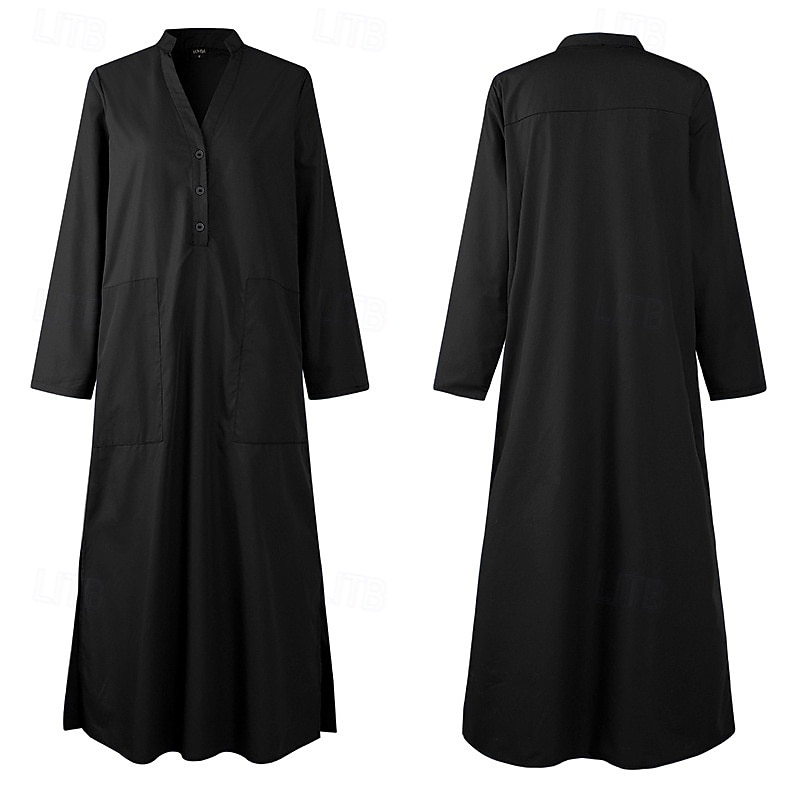 Жен. длинное платье платье макси Искусственный хлопок и лен Платье прямого кроя Повседневное платье Элегантный стиль Мода Современное Повседневные Отпуск На выход Свободное облегание 2026 - $28.99 –P7