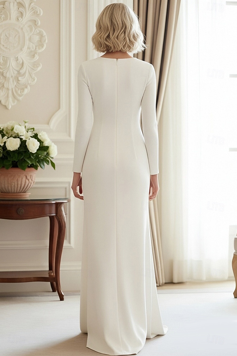 Rochii formale A-Line cu tren de perie rochii de seară rochie de seară elegantă vintage cu mâneci lungi gât rotund nuntă formal cu flori 3D cristale și broderie 2026 - $160.99 –P2