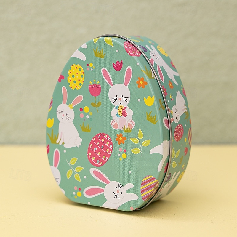 1pc Easter Bunny Egg Shape Tin Box, Kids Gift Candy Container, Cute Metal Treat Case, Holiday Party Favor, Easter Basket Stuffer Storage Box 2026 - $9.99 –P14