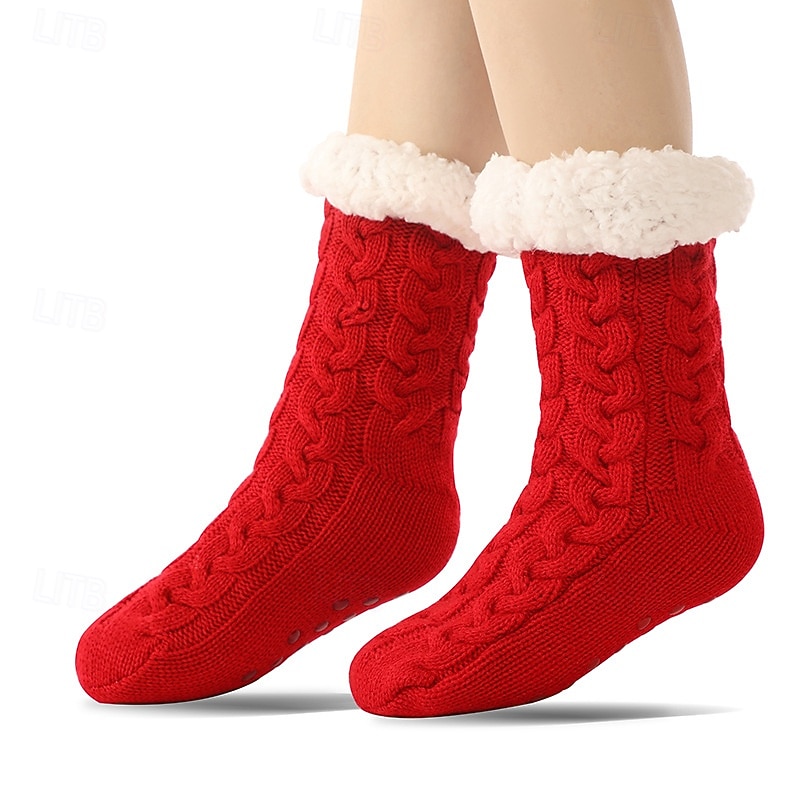 Calcetines de cachemira ultra gruesos para mujer, calcetines de casa suaves y antideslizantes con agarre, calcetines navideños cálidos y acogedores, calcetines de invierno suaves e inherentes. 2026 - $21.99 –P2