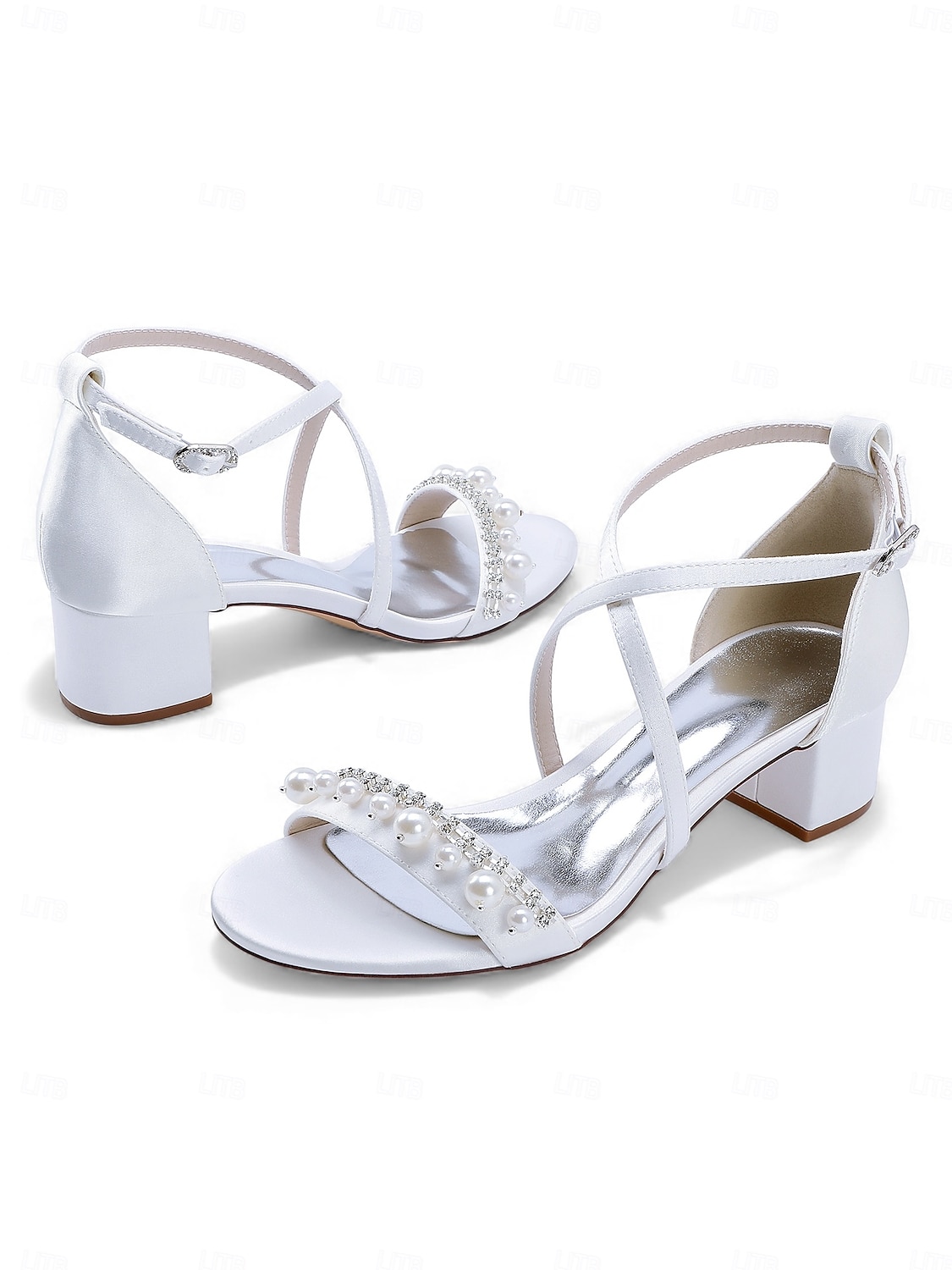 sandali da sposa con tacco a blocco decorati con perle da donna: elegante design con cinturini per spose moderne per matrimoni chic in città del 2026 a $64.99 –P5