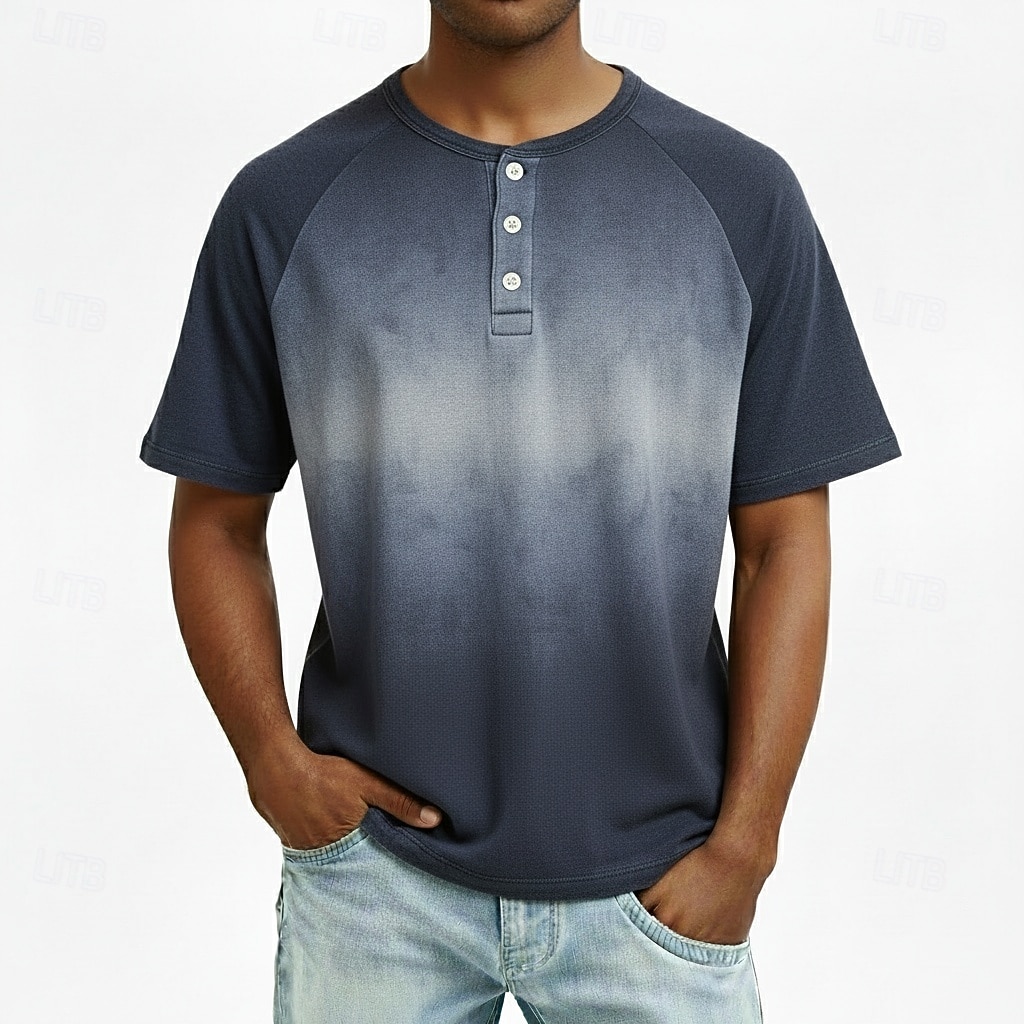 Men's Ombre Graphic Gradient Henley Shirt Short Sleeve Fashion Designer Casual Daily Outdoor Summer Spring &  Fall All Seasons Light Green Dark Blue Light Blue Henley Henley T-Shirt 2026 - $20.99 –P2