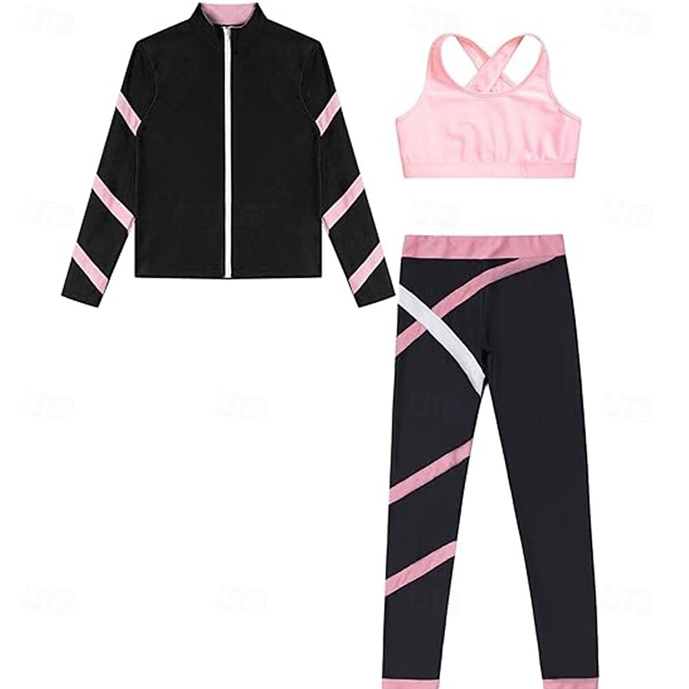 Eiskunstlaufjacke mit Hose, Damen- und Mädchen-Eiskunstlaufbekleidung, pink, dehnbar, Trainings- und Wettkampfbekleidung, wärmend, mit Kristallen/Strasssteinen besetzt, langärmlig, Eiskunstlauf 2026 - $182.99 –P3