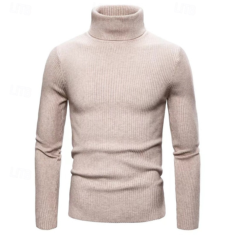 Men's Turtleneck Sweater Pullover Sweater Jumper Cropped Sweater Ribbed Knit Regular Tops Knit Plain Turtleneck Modern Contemporary Casual Casual Work Clothing Apparel Fall Winter Wine Black S M L 2026 - $22.99 –P7